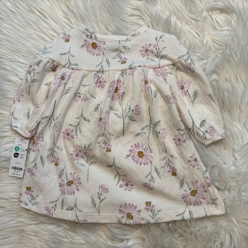 Carter’s‎ Baby Girl Floral Dress 9M Pink Long Sleeve Boho A-Line NWT